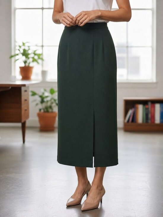 Petite Sophisticate Dresses & Skirts - Vintage Petite Sophisticate Forest Green Wool Midi Skirt Size 8